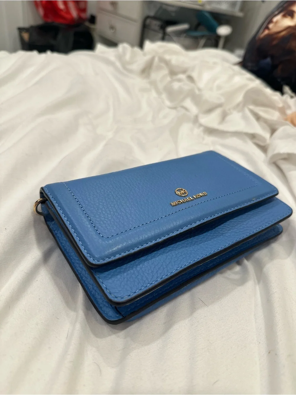 Michael Kors Bright Blue Pebbled Leather Continental Wallet NWOT